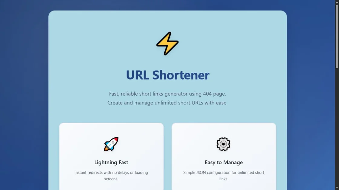 URL Shortener website homepage